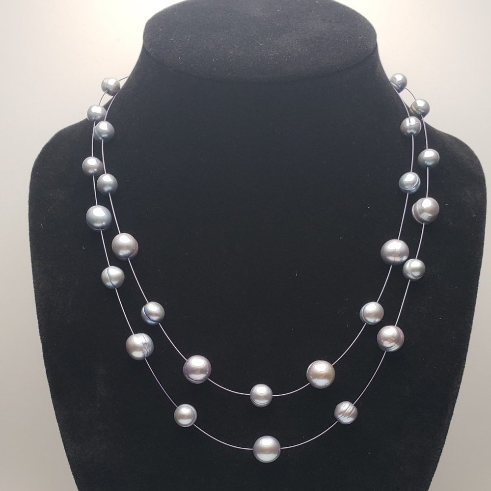 Honora Floating Pearls Necklace - Aqua Blue